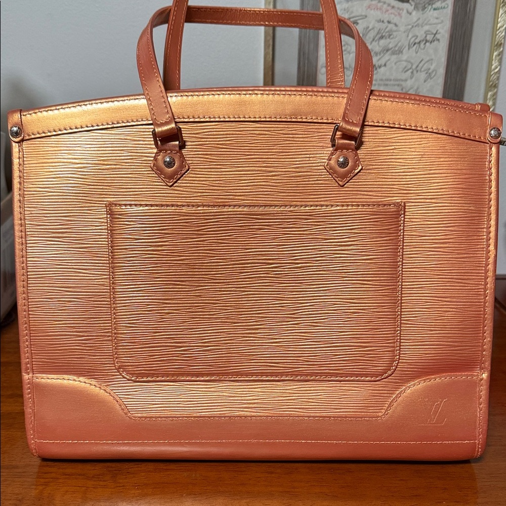 Louis Vuitton Custom Painted Rose Gold Epi Leather Zip Tote Bag
